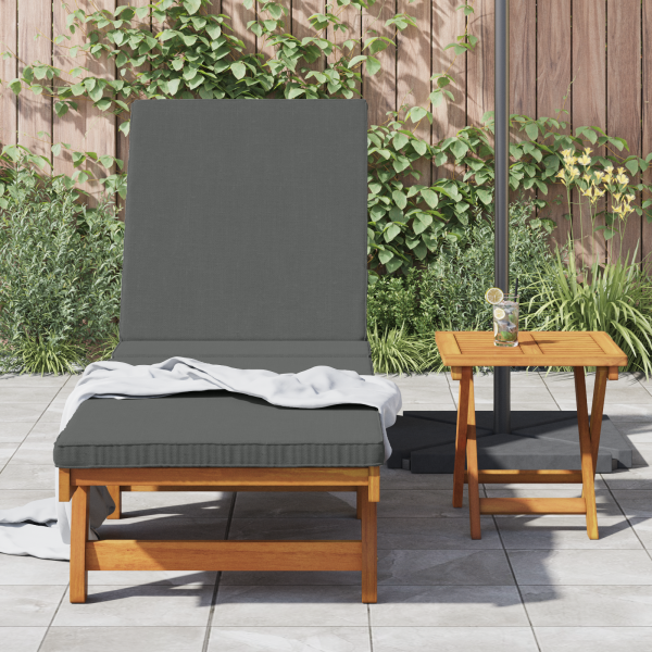 Rollbare Sonnenliege mit Tisch und Kissen aus Akazienholz