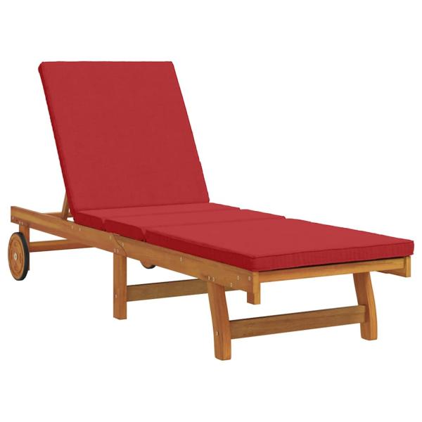 Rollen-Sonnenliege mit Tisch und Kissen aus solidem Akazienholz