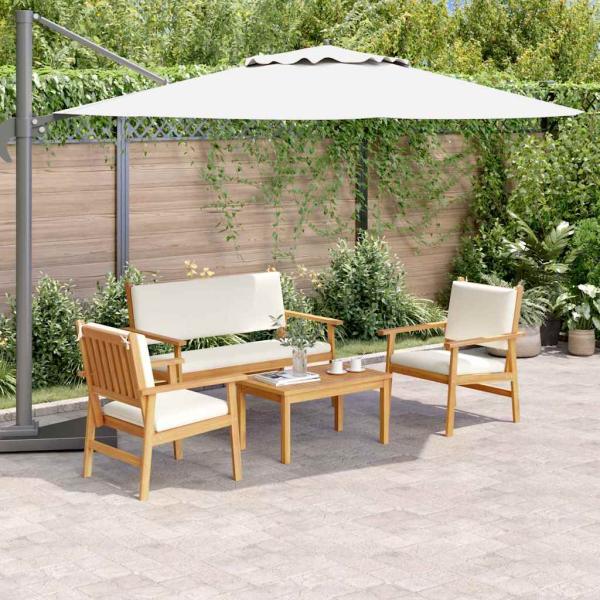 ARDEBO.de - 4-teiliges Garten-Sofa-Set mit Kissen aus massivem Akazienholz