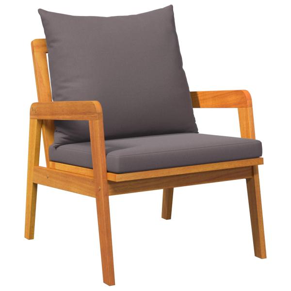 4-teiliges Bistro-Set mit Kissen aus massivem Akazienholz