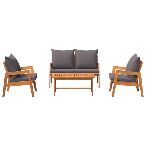 4-teiliges Bistro-Set mit Kissen aus massivem Akazienholz