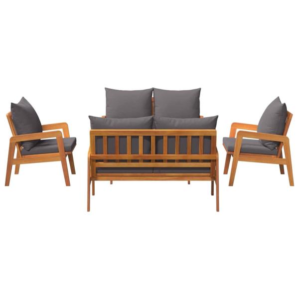 5-teiliges Bistro-Set mit Kissen aus massivem Akazienholz