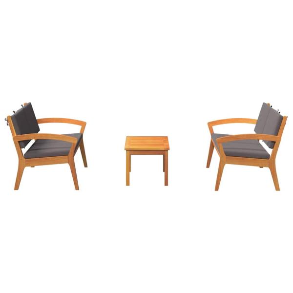 3-teiliges Bistro-Set mit Kissen aus massivem Akazienholz