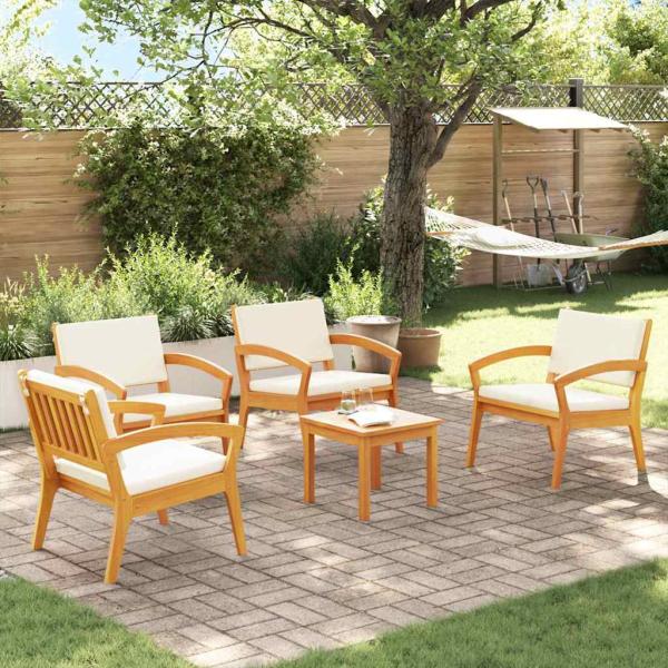 ARDEBO.de - 5-teiliges Bistro-Set mit Kissen aus Akazienholz