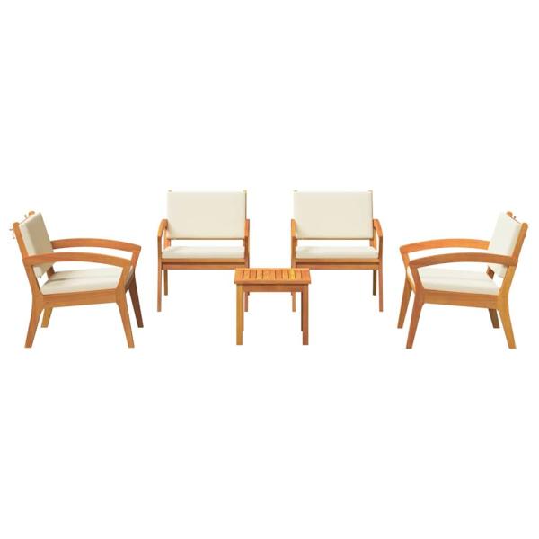 5-teiliges Bistro-Set mit Kissen aus Akazienholz