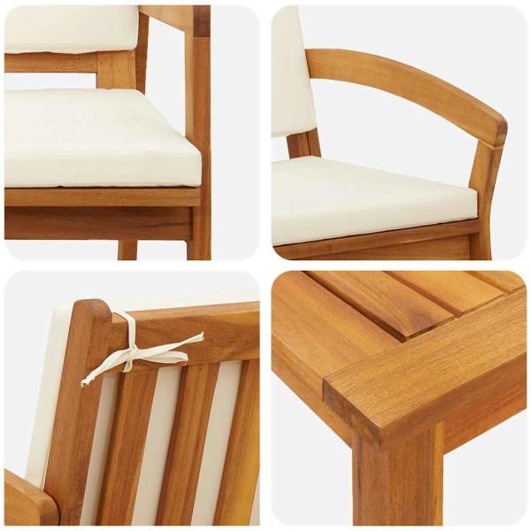 5-teiliges Bistro-Set mit Kissen aus Akazienholz