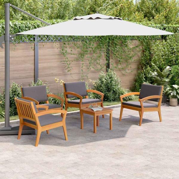 5-teiliges Bistro-Set mit Kissen aus solidem Akazienholz