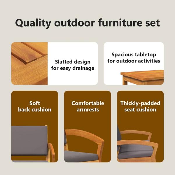 Bistrogarnitur mit Kissen 5 pcs Braun Polyester