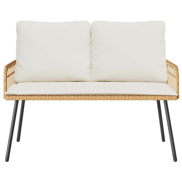 2-teiliges Garten-Esszimmer Set mit Kissen aus natürlichem Poly-Rattan