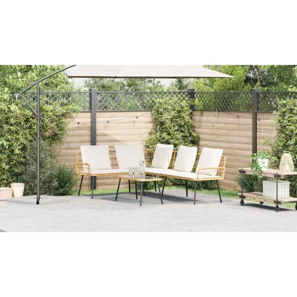 2-teiliges Gartensofaset mit Kissen aus natürlichem Poly-Rattan