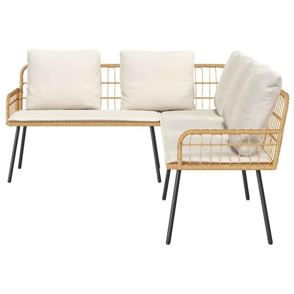 4-teilige Garten-Sofa-Garnitur mit Kissen aus natürlichem Poly-Rattan