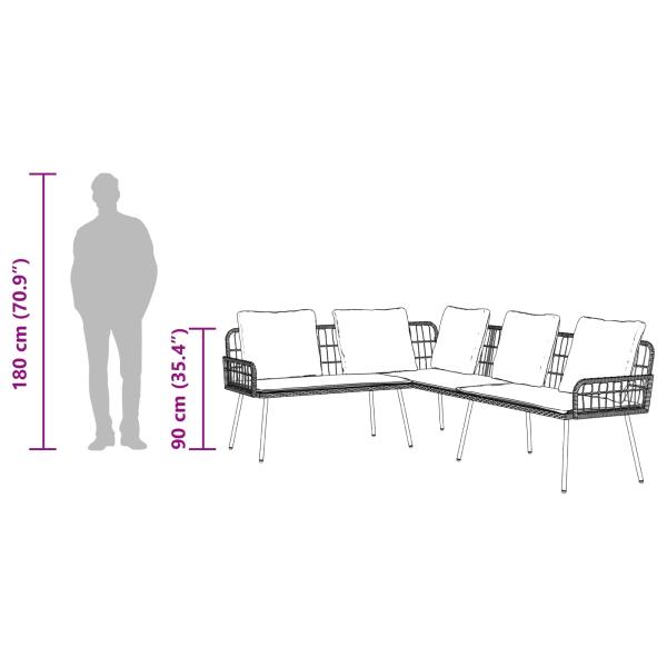 4-teilige Garten-Sofaset mit Kissen aus natürlichem Poly-Rattan