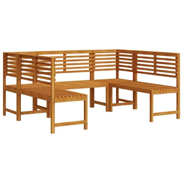 5-teiliges Gartenbank-Set aus massivem Akazienholz