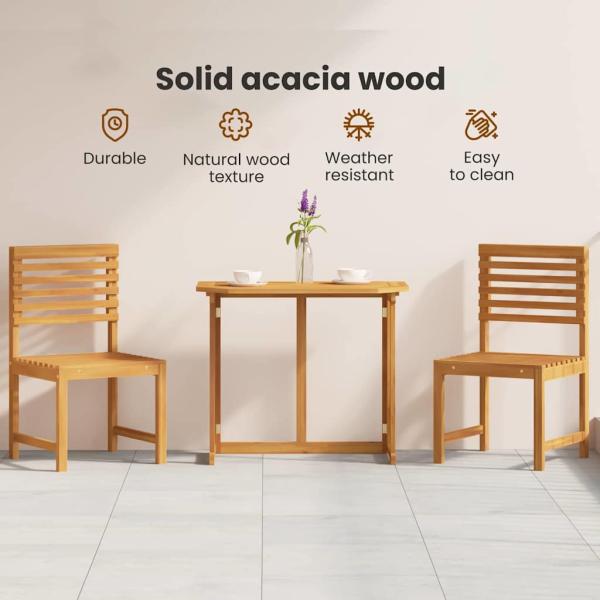 3-teiliges Bistro-Set für den Garten aus massivem Akazienholz