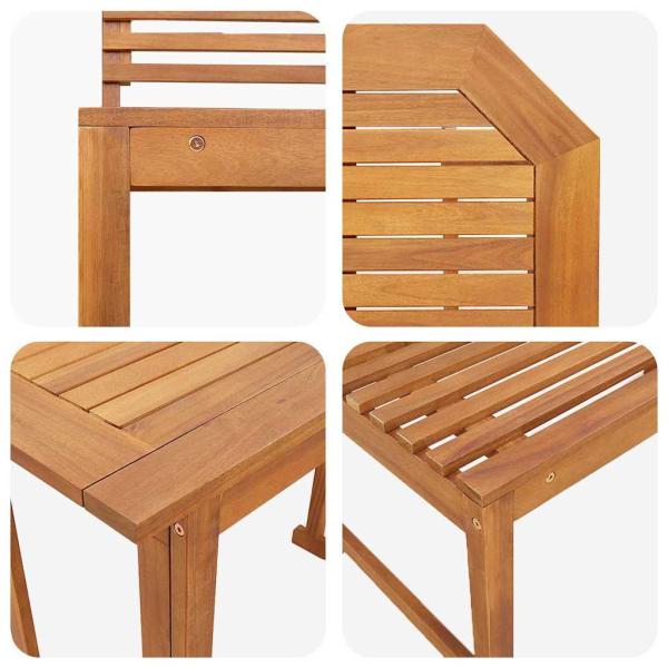 3-teiliges Bistro-Set für den Garten aus massivem Akazienholz