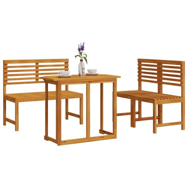 4-teiliges Gartentischset aus massivem Akazienholz