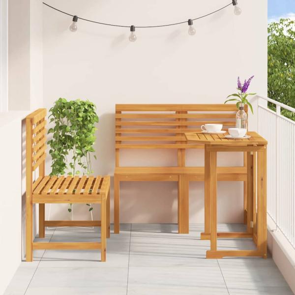 4-teiliges Gartentischset aus massivem Akazienholz
