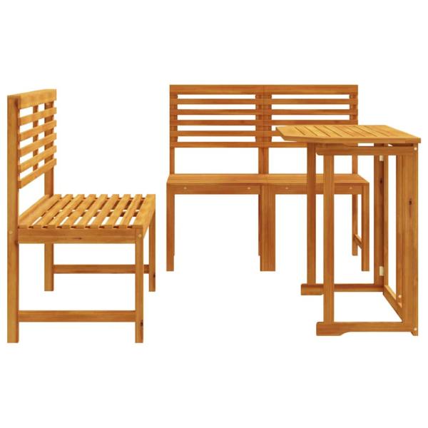 4-teiliges Gartentischset aus massivem Akazienholz