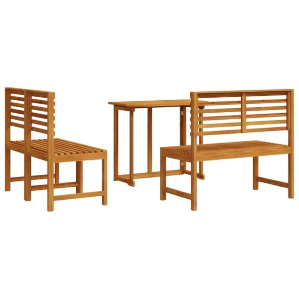 4-teiliges Gartentischset aus massivem Akazienholz