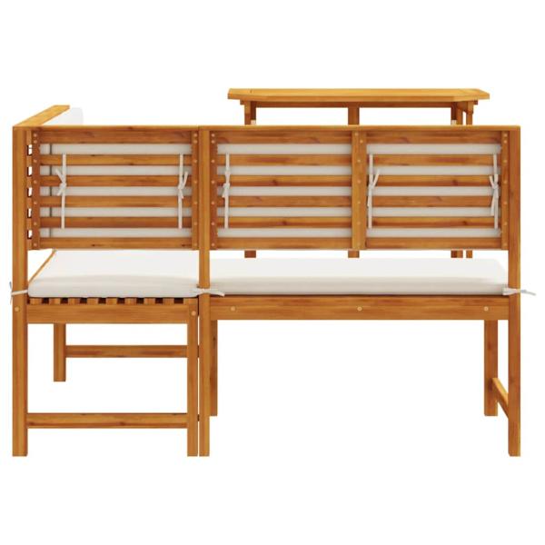 2-teiliges Garten-Esszimmer-Set mit Kissen aus massivem Akazienholz