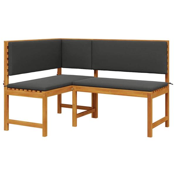 2-teiliges Garten-Esszimmer-Set mit Kissen aus massivem Akazienholz
