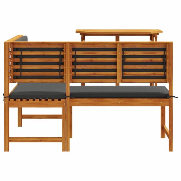 2-teiliges Garten-Esszimmer-Set mit Kissen aus massivem Akazienholz