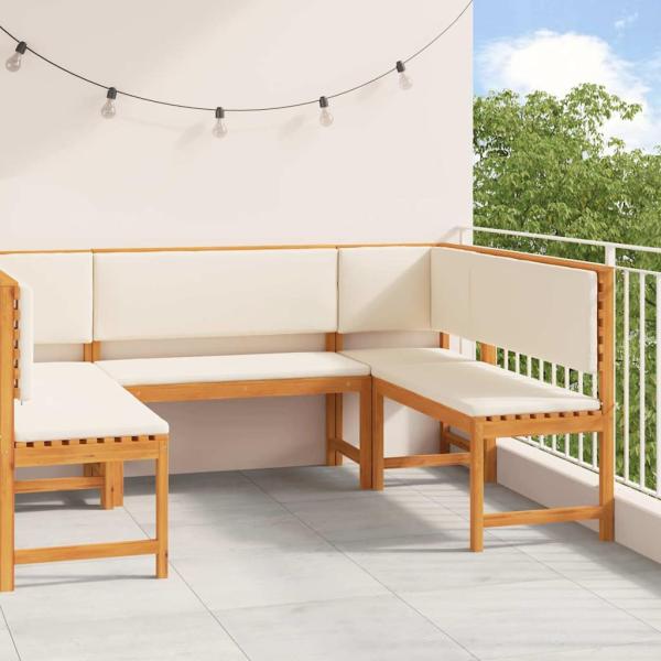 ARDEBO.de - 5-teiliges Gartenbank-Set mit Kissen aus massivem Akazienholz