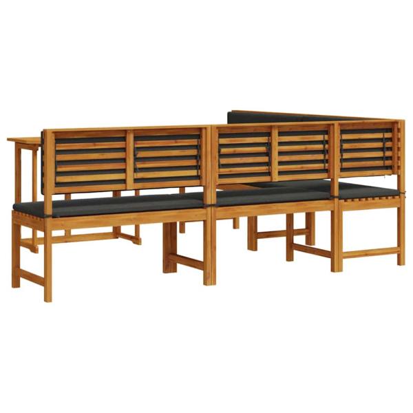 4-teiliges Garten-Ess-Set mit Kissen aus massivem Akazienholz