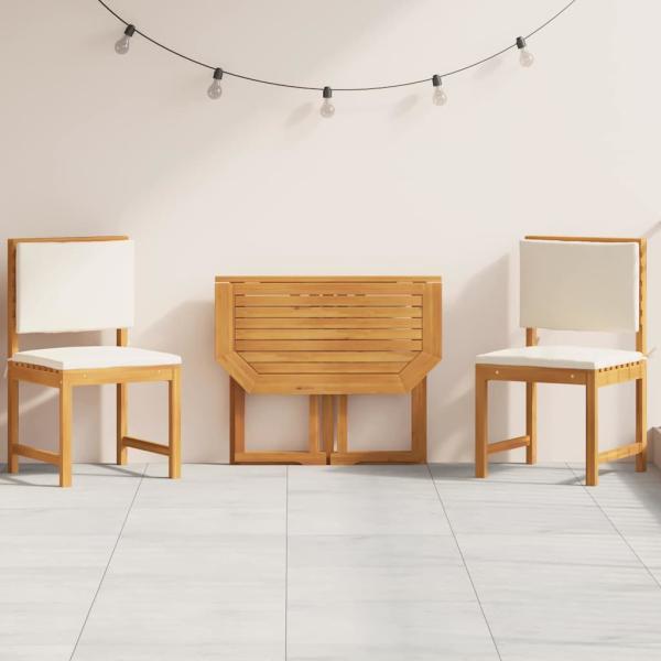 ARDEBO.de - 3-teiliges Garten-Bistro-Set mit Kissen aus massiven Akazienholz
