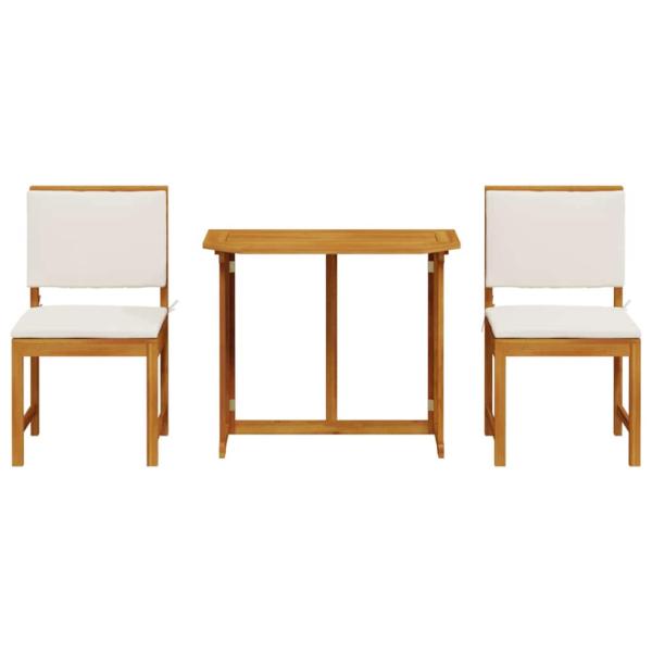 3-teiliges Garten-Bistro-Set mit Kissen aus massiven Akazienholz