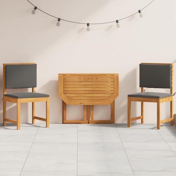 ARDEBO.de - 3-teiliges Garten-Esszimmer-Set aus massivem Akazienholz