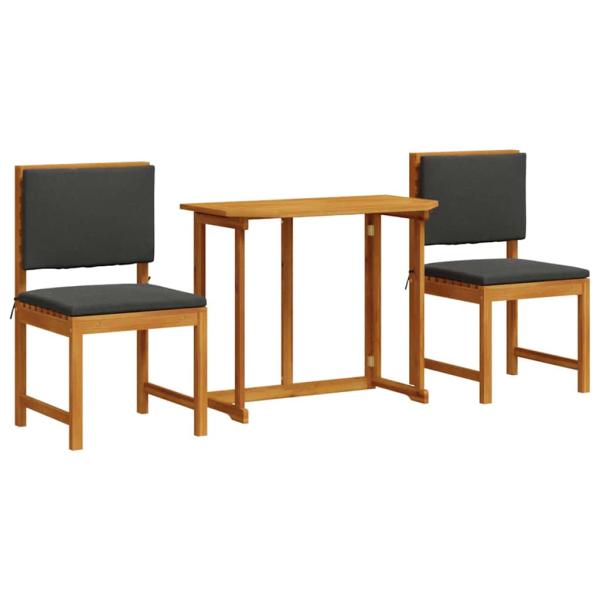 3-teiliges Garten-Esszimmer-Set aus massivem Akazienholz