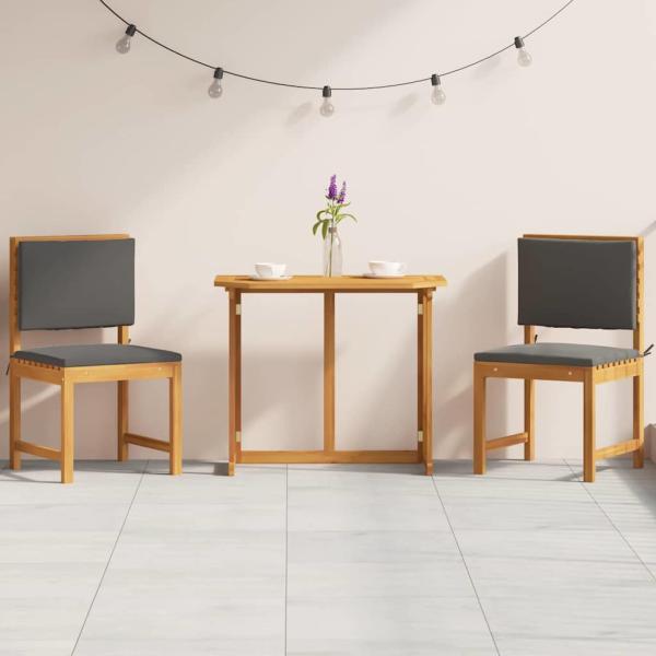 3-teiliges Garten-Esszimmer-Set aus massivem Akazienholz
