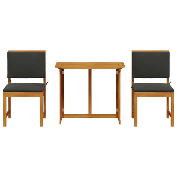 3-teiliges Garten-Esszimmer-Set aus massivem Akazienholz