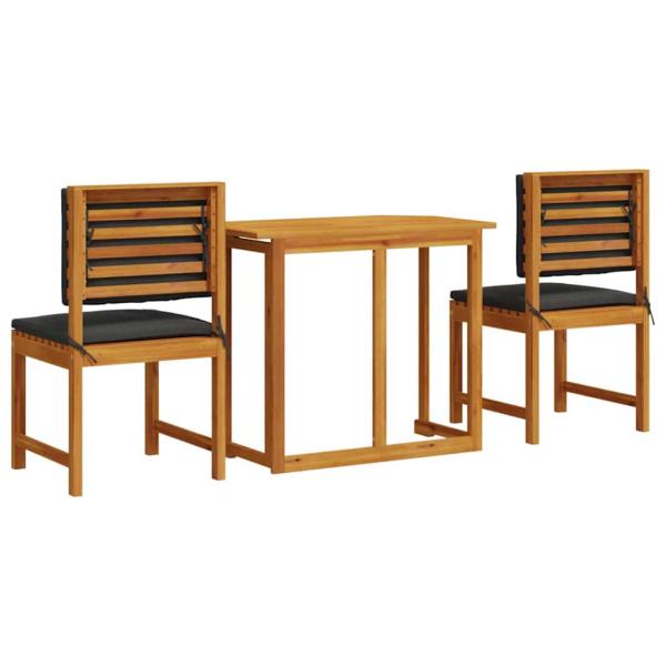 3-teiliges Garten-Esszimmer-Set aus massivem Akazienholz