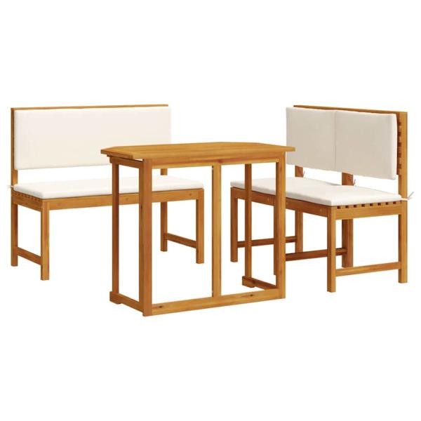4-teiliges Garten-Esszimmer-Set aus massivem Akazienholz