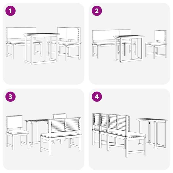 4-teiliges Garten-Esszimmer-Set aus massivem Akazienholz