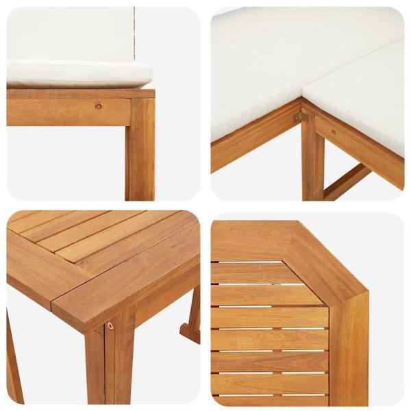 4-teiliges Garten-Esszimmer-Set aus massivem Akazienholz