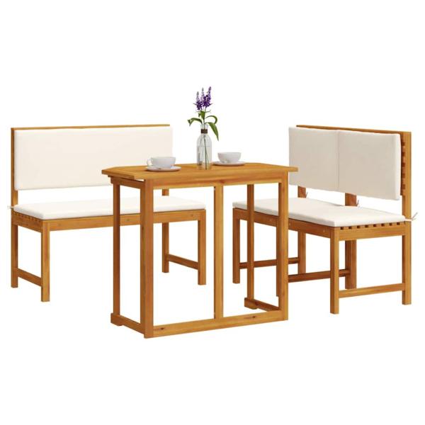 4-teiliges Garten-Esszimmer-Set aus massivem Akazienholz