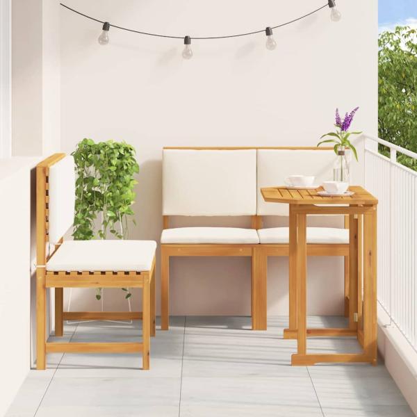 4-teiliges Garten-Esszimmer-Set aus massivem Akazienholz