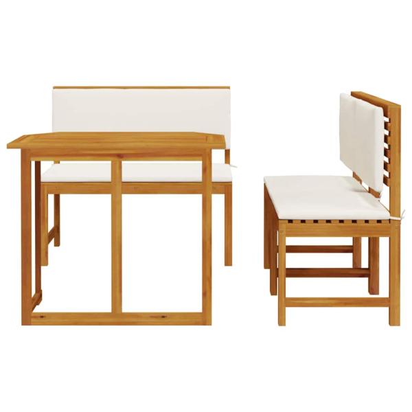 4-teiliges Garten-Esszimmer-Set aus massivem Akazienholz