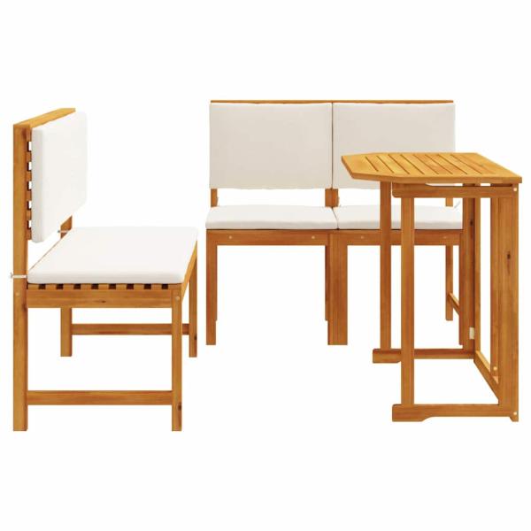 4-teiliges Garten-Esszimmer-Set aus massivem Akazienholz