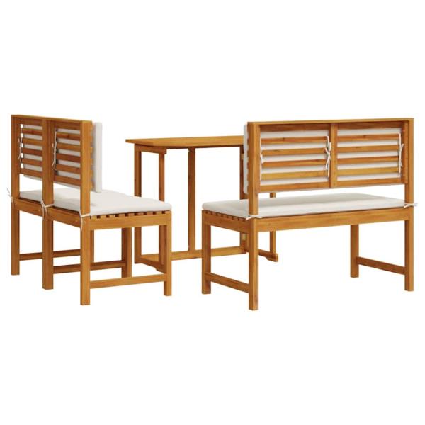 4-teiliges Garten-Esszimmer-Set aus massivem Akazienholz