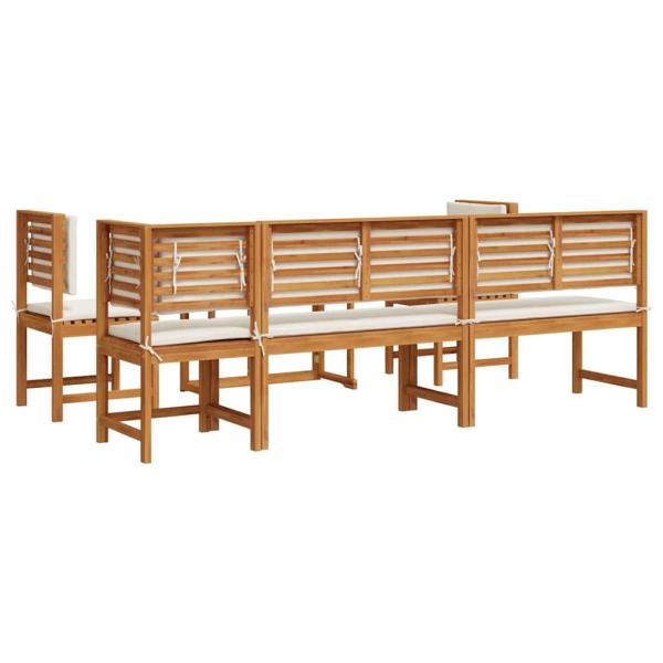 6-teiliges Gartentischset mit Kissen aus massivem Akazienholz