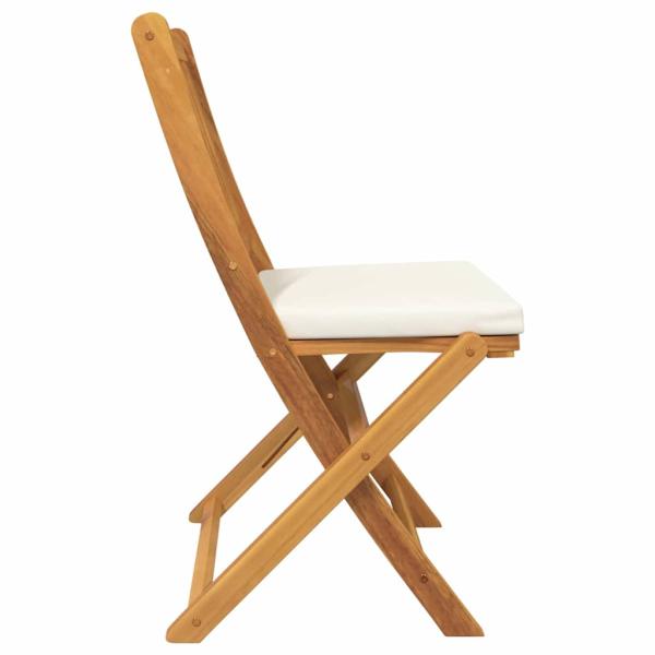 Klappgartenstühle mit weißen Kissen 4 Stück aus solidem Akazienholz