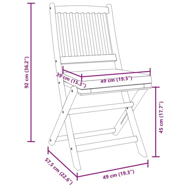 Klappgartenstühle mit grauem Kissen 4 Stück aus solidem Akazienholz