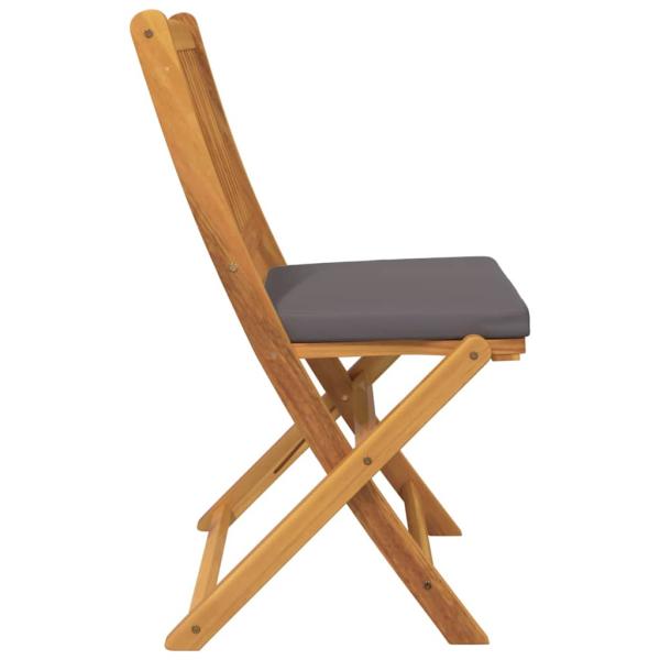 Klappgartenstühle mit grauem Kissen 4 Stück aus solidem Akazienholz