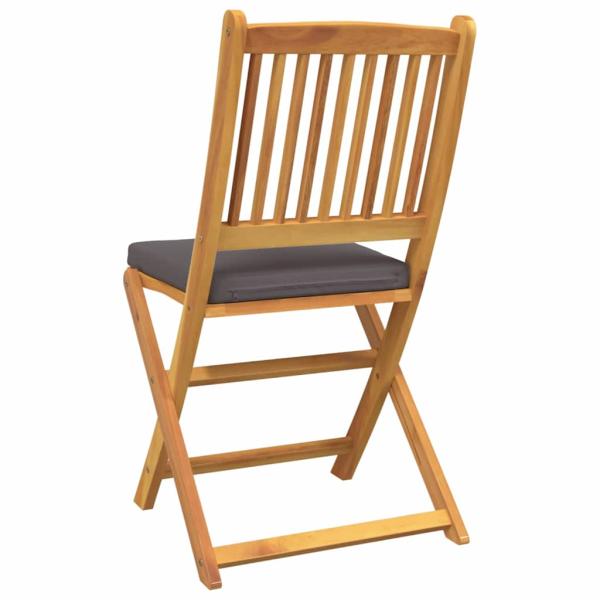 Klappgartenstühle mit grauem Kissen 4 Stück aus solidem Akazienholz
