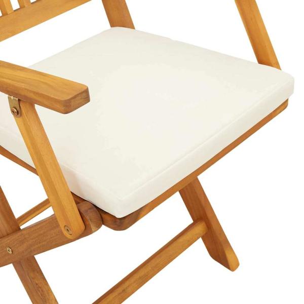 Faltbare Gartenstühle mit weißen Kissen 8 Stück aus massiven Akazienholz