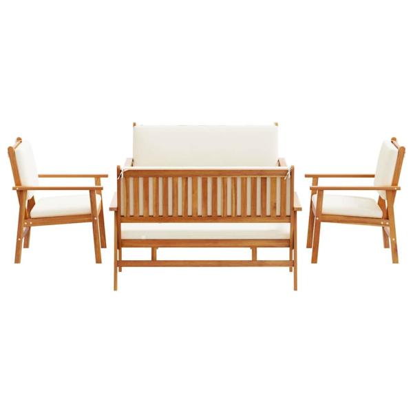 5-teiliges Garten-Sofa-Set mit Kissen aus massivem Akazienholz